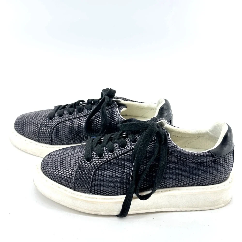 Lauren‎ Ralph Lauren Angeline Woven Sneakers Womens 6 Black Platform Low Top
